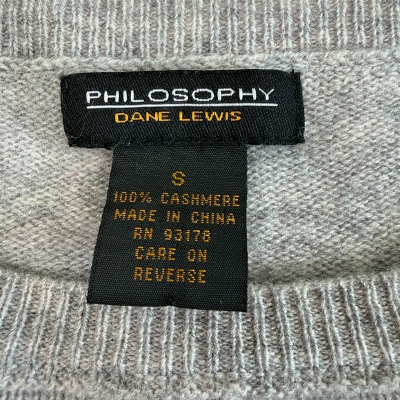 Philosophy Dane Lewis Cashmere Boatneck Sweater Light Gray Size S Quiet Luxury - Picture 5 of 6